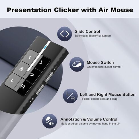 NORWII N29 Wireless Presenter with 300 FT Long Range, 2.4GHz Presentation Clicker for Presentation Remote Powerpoint Clicker Slide Advancer Supports Hyperlink/Volume/Mac/Key-Customized in Saudi Arabia