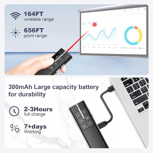 NORWII N29 Wireless Presenter with 300 FT Long Range, 2.4GHz Presentation Clicker for Presentation Remote Powerpoint Clicker Slide Advancer Supports Hyperlink/Volume/Mac/Key-Customized in Saudi Arabia