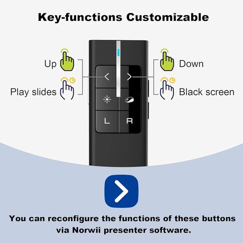 NORWII N29 Wireless Presenter with 300 FT Long Range, 2.4GHz Presentation Clicker for Presentation Remote Powerpoint Clicker Slide Advancer Supports Hyperlink/Volume/Mac/Key-Customized in Saudi Arabia