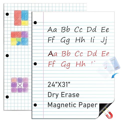 STTMGN 24" x 31" Write & Wipe Giant Magnetic Notebook Lined Paper For Classroom,Must Haves For Teachers,Jumbo Dry Erase Magnetic Grid Page For Graph On Whiteboard(2 Pieces per Pack) in Kuwait