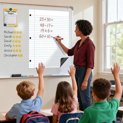 STTMGN 24" x 31" Write & Wipe Giant Magnetic Notebook Lined Paper For Classroom,Must Haves For Teachers,Jumbo Dry Erase Magnetic Grid Page For Graph On Whiteboard(2 Pieces per Pack) in Kuwait