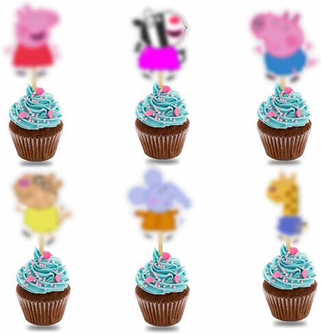 Pepa Pig Cupcake Topper Decorations – Cartoon-Themed Party Cake Picks Featuring Pepa, Family & Friends – Fun Supplies for Birthdays, Celebrations & Collectors in Kuwait