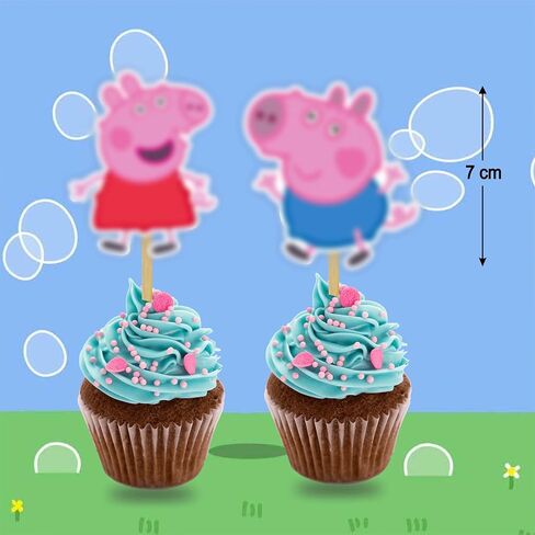 Pepa Pig Cupcake Topper Decorations – Cartoon-Themed Party Cake Picks Featuring Pepa, Family & Friends – Fun Supplies for Birthdays, Celebrations & Collectors in Kuwait