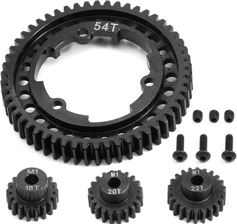 ترس من الفولاذ المقوى 54T 1 Mod Spur Gear مع ترس ترس محرك 18T 20T 22T لـ 1/5 X-Maxx 1/7 XO-1 1/10 Maxx/E-Revo 2.0 VXL ترقية الجزء، استبدال #6449 in Kuwait
