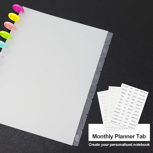 8-Tab Discbound Dividers, 8.5x11 Letter Size Transparent PP Plastic Index Tabs, 11-Hole Punched Compatible with TUL, ARC & Big Happy Planner, Clear Divider for Office Project & School Organization in Kuwait