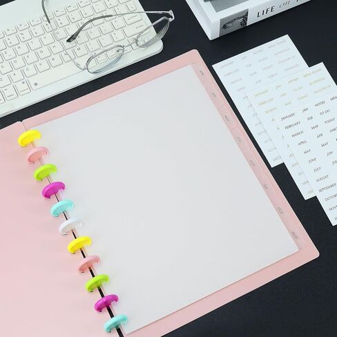 8-Tab Discbound Dividers, 8.5x11 Letter Size Transparent PP Plastic Index Tabs, 11-Hole Punched Compatible with TUL, ARC & Big Happy Planner, Clear Divider for Office Project & School Organization in Kuwait