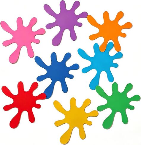 6x6in Paint Splatter Paper Cutouts, 48 Pcs, Colorful, Round, for Birthday Party, Bulletin Board, Classroom Decor, School Supplies in Saudi Arabia