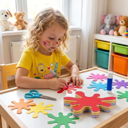 6x6in Paint Splatter Paper Cutouts, 48 Pcs, Colorful, Round, for Birthday Party, Bulletin Board, Classroom Decor, School Supplies in Saudi Arabia