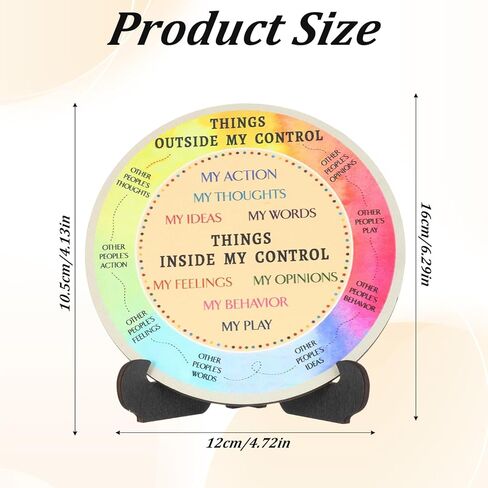 Molain Feelings Wheel Therapy for Therapists, Therapy Office Desk Decor Wooden Double Sided Mental Health Emotion Chart with Stand Therapist Gifts for Women Men Counselors Home Use in Kuwait
