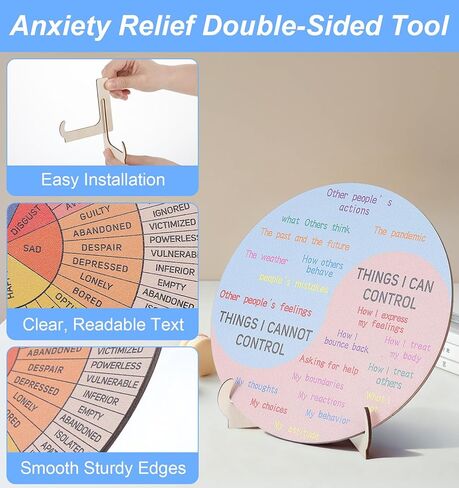 Feeling Wheel, 1PCS 6-Inch Double-Sided Emotion Wheel with Stand, Office Desk Decor, Therapist Gift for Counselor Social Worker Home Office in Kuwait