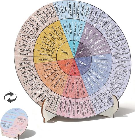 Feeling Wheel, 1PCS 6-Inch Double-Sided Emotion Wheel with Stand, Office Desk Decor, Therapist Gift for Counselor Social Worker Home Office in Kuwait