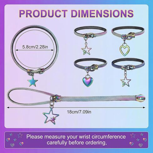 4 PCS Fidget Zipper Bracelets 7.09 Inch Wearable Zipper Fidget Bracelet for Autism ADHD Anxiety Stress Relief Hand Sensory Tools Friendship Accessory for Adults Birthday Party Favors in Kuwait