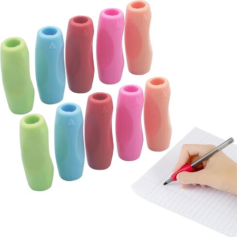 10Pcs Pen Grips Set, Multicolor Silicone Pencil Grips for Kids Adults Handwriting, Flexable Soft Comfortable Pencil Grippers, Pen Cushion Grip Writing Aid Corrective Finger Tool for Students in Kuwait