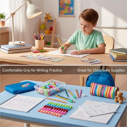 10Pcs Pen Grips Set, Multicolor Silicone Pencil Grips for Kids Adults Handwriting, Flexable Soft Comfortable Pencil Grippers, Pen Cushion Grip Writing Aid Corrective Finger Tool for Students in Kuwait