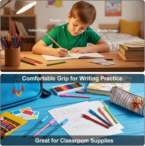 10Pcs Pen Grips Set, Multicolor Silicone Pencil Grips for Kids Adults Handwriting, Flexable Soft Comfortable Pencil Grippers, Pen Cushion Grip Writing Aid Corrective Finger Tool for Students in Kuwait