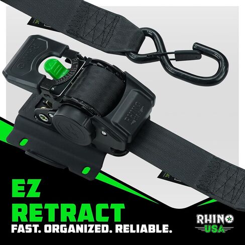 أحزمة سقاطة مدمجة قابلة للسحب مثبتة على السرير من Rhino USA لشاحنات فورد فقط 2PK(2015+ F-150 و2017+ F-250) - متوافقة مع BoxLink، قابلة للإزالة، دوارة 360 درجة، أربطة ربط شديدة التحمل in Kuwait
