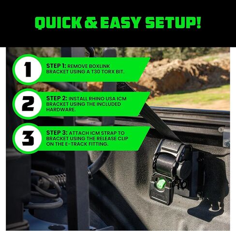 أحزمة سقاطة مدمجة قابلة للسحب مثبتة على السرير من Rhino USA لشاحنات فورد فقط 2PK(2015+ F-150 و2017+ F-250) - متوافقة مع BoxLink، قابلة للإزالة، دوارة 360 درجة، أربطة ربط شديدة التحمل in Kuwait