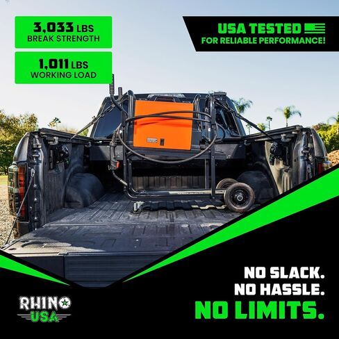 أحزمة سقاطة مدمجة قابلة للسحب مثبتة على السرير من Rhino USA لشاحنات فورد فقط 2PK(2015+ F-150 و2017+ F-250) - متوافقة مع BoxLink، قابلة للإزالة، دوارة 360 درجة، أربطة ربط شديدة التحمل in Kuwait
