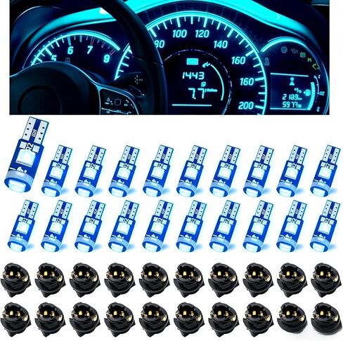 20 قطعة 74 لمبة LED، T5 2721 37 286 Wedge PC74 مقبس تويست، مجموعة إضاءة فائقة السطوع 12 فولت للوحة العدادات للسيارات (أبيض) in Kuwait