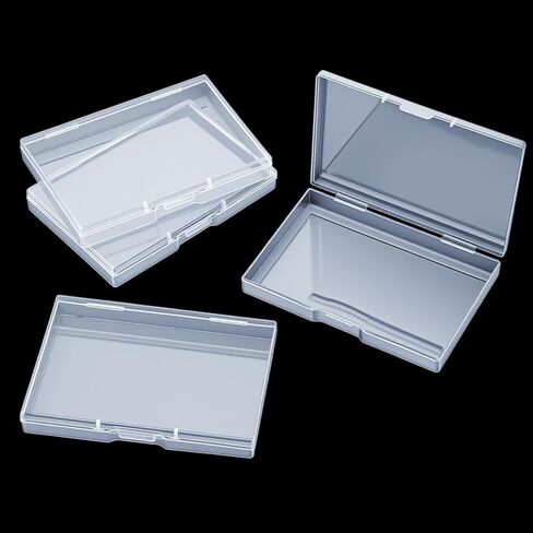 4 pcs Small Plastic Box, Clear Mini Storage Containers with Hinged Lid 4.9" x 3.3" x 0.7" Plastic Rectangle Organizer Case for Cards, Sticker, Crafts, Beads Jewelry, Screws, Drills, Batteries in Kuwait