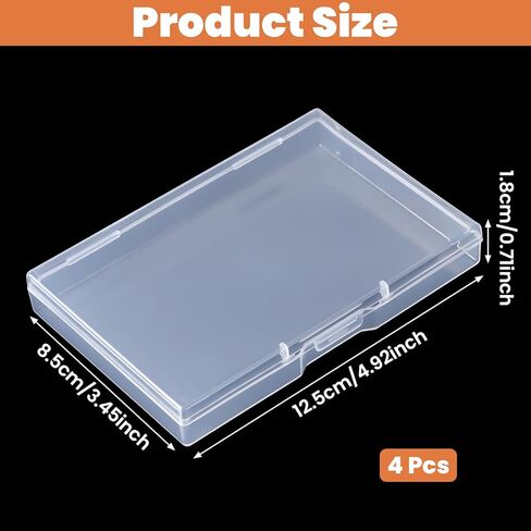 4 pcs Small Plastic Box, Clear Mini Storage Containers with Hinged Lid 4.9" x 3.3" x 0.7" Plastic Rectangle Organizer Case for Cards, Sticker, Crafts, Beads Jewelry, Screws, Drills, Batteries in Kuwait