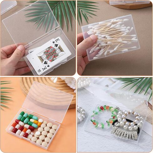 4 pcs Small Plastic Box, Clear Mini Storage Containers with Hinged Lid 4.9" x 3.3" x 0.7" Plastic Rectangle Organizer Case for Cards, Sticker, Crafts, Beads Jewelry, Screws, Drills, Batteries in Kuwait