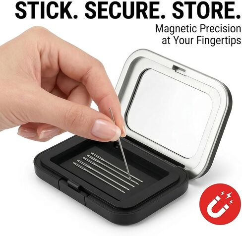 Magnetic Needle Holder Case with Clear Acrylic Lid Portable Needle Keeper Knitting Pin Storage Box Container Sewing Pin Storage Case Organizer for Quilting Crafts Supplies Paper Clip Cross Stitch in Saudi Arabia