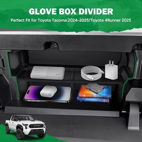 Karltys Car Organization for Small Items, Detachable Glove Box Organizer, Center Console Glove Box Divider for Toyota Tacoma 2024 2025 2026 Interior Accessories in Kuwait