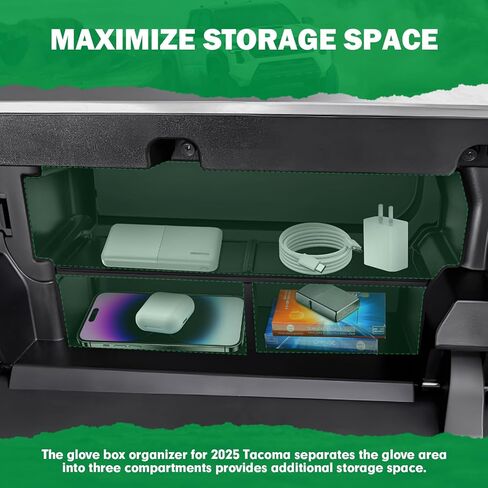 Karltys Car Organization for Small Items, Detachable Glove Box Organizer, Center Console Glove Box Divider for Toyota Tacoma 2024 2025 2026 Interior Accessories in Kuwait