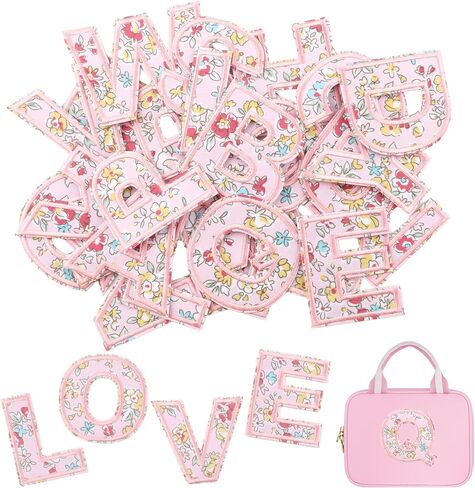 26PCS Flower Letter Patch Stickers A-Z Alphabets, Cute Fabric Letters Patches, Iron on Flowers Letters for Clothing, Self Adhesive Letter Patches, Flower Alphabet Letterman Decorate Repair Patches in Kuwait