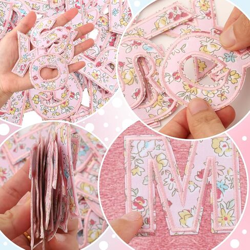 26PCS Flower Letter Patch Stickers A-Z Alphabets, Cute Fabric Letters Patches, Iron on Flowers Letters for Clothing, Self Adhesive Letter Patches, Flower Alphabet Letterman Decorate Repair Patches in Kuwait