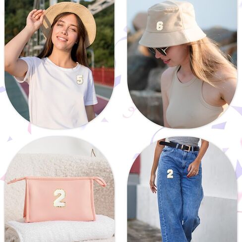 20 Pcs Iron on Number Patches, 2.13 Inch Chenille Numbers Embroidery Patches with Gold Glitter Sequins White 0-9 Applique for Team Jerseys Sports Football Jeans Bags Hats Clothing Decors in Kuwait
