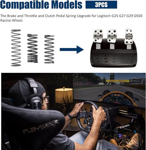 XUNCHY 3PCS Upgrade Mod Throttle Pedal Spring Brake Pedal Spring Clutch Pedal Spring Kit Fits for Logitech G25 G27 G29 G920 Racing Wheel in Saudi Arabia