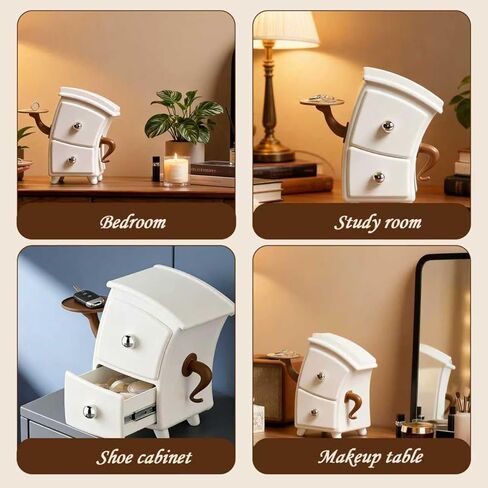 Desk Organizer with Drawer white Desktop Stand for Small Accessories Plant Stand Makeup Holder Home decor Tabletop in Saudi Arabia