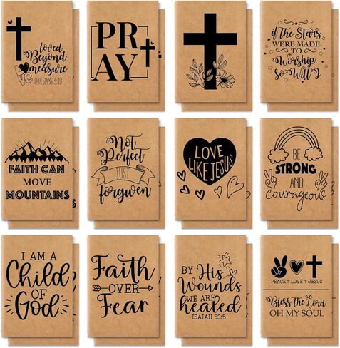 24 Pack Bible Verse Mini Notebooks for Kids Party Favors, A6 Small Notebooks for Church Groups, Notebook Bulk for Sunday School Prizes Bag Stuffer, Little Journals for Kids in Saudi Arabia