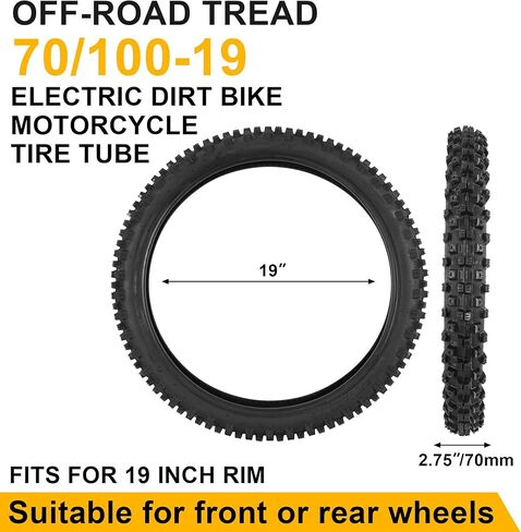 70/100-19 Electric Dirt Bike Tire with 2.75/3.00-19 Tube for Surron Light Bee X Sur Ron LBX L1E Segway X260 CRF150 XR150 XR100 TTR125 Dirt Pit Bike Motorcycle - Off-Road - 4PR 42M TT in Kuwait