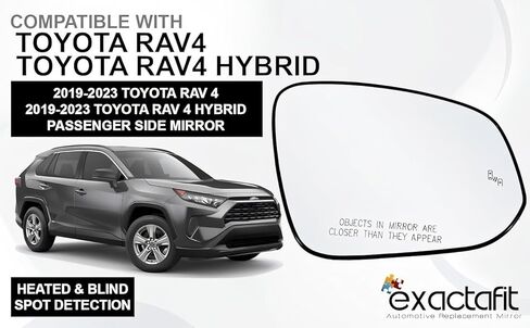 مجموعة مرآة جانبية للركاب لعام 2019 2020 2021 2022 2023 Toyota Rav4 قطع غيار السيارات الخارجية استبدال الزجاج مرايا الباب الأيمن حامل لوحة دعم بلاستيكي كشف البقع العمياء الساخنة in Kuwait