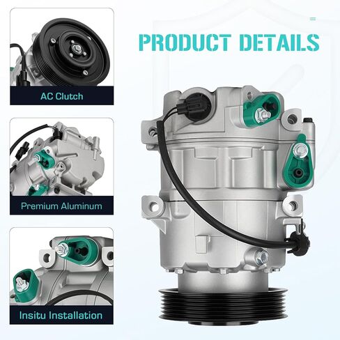 AC Compressor with Clutch Fit for 2011-2013 Kia Sorento 3.5L, 2013-2018 Hyundai Santa Fe 3.3L, 2013-2019 Hyundai Santa Fe XL 3.3L, 2014-2015 Kia Sorento 3.3, CO 11349C, Air Condition automotive in Kuwait