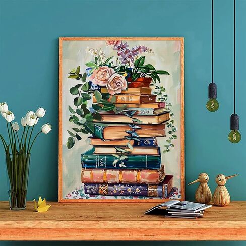 مجموعات الفن الماسي للكتب للبالغين، مجموعات الرسم الماسي للكتب خماسية الأبعاد للبالغين، مجموعات فنية دائرية كاملة لزهرة الأحجار الكريمة للمبتدئين لديكور الحائط 12 × 16 بوصة in Kuwait