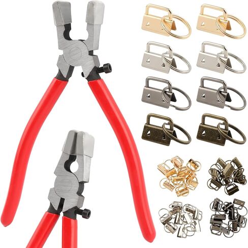40Pcs Key Fob Hardware Set, 1 Inch Keys Fob Hardware with Keyrings + 8 Inch Key Fobs Pliers, 4 Colors 25mm Keychain for Webbing Glass Craft Keys Lanyard Wristlet Making in Saudi Arabia