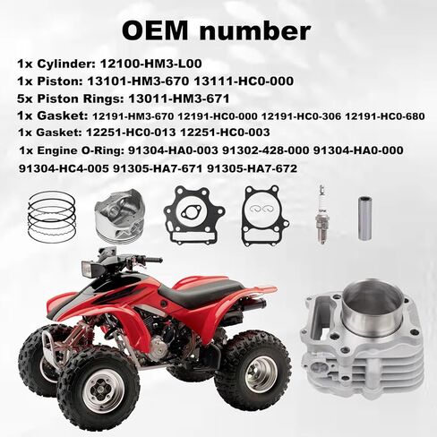 80mm Big Bore Cylinder Piston Gasket Kit for Compatible with Honda ATV TRX300 TRX300EX TRX300X Sportrax 300 1998-2008 in Kuwait