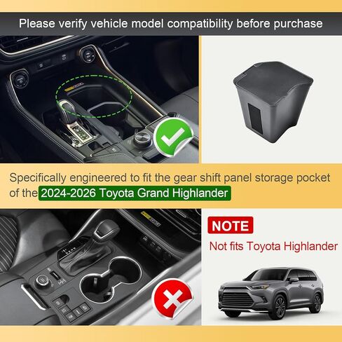 Center Console Coin Box Organizer Compatible with 2024 2025 2026 Toyota Grand Highlander Accessories, Gear Shift Panel Storage Insert Tray for Change Keys and Small Items, ABS Material Black in Kuwait