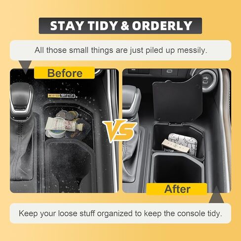 Center Console Coin Box Organizer Compatible with 2024 2025 2026 Toyota Grand Highlander Accessories, Gear Shift Panel Storage Insert Tray for Change Keys and Small Items, ABS Material Black in Kuwait