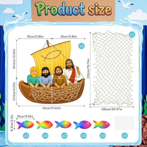 18 قطعة 2026 VBS Fishers of Men مجموعة ديكورات لوحة الإعلانات المسيحية ديكور الفصول الدراسية الدينية يسوع الكنيسة الحرفية القواطع السبورة لمدرسة الأحد ديكور الحائط التعليمي in Kuwait