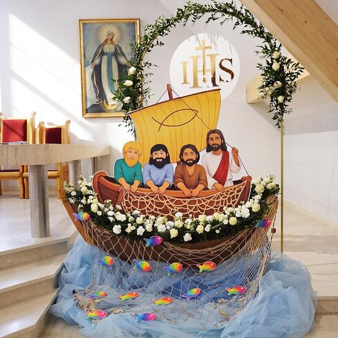 18 قطعة 2026 VBS Fishers of Men مجموعة ديكورات لوحة الإعلانات المسيحية ديكور الفصول الدراسية الدينية يسوع الكنيسة الحرفية القواطع السبورة لمدرسة الأحد ديكور الحائط التعليمي in Kuwait