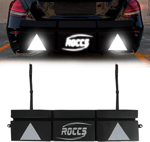 Thickest & Widest Rear Bumper Protector for Cars – 47.2"x11.8"x1.7" Universal Fit Bumper Guard with Reflective Strip, Heavy-Duty 600D PVC Oxford Fabric, Shock-Absorbing Padding, Black in Kuwait