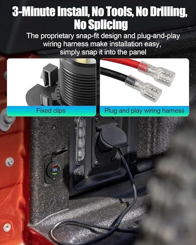 12V Truck Bed Power Outlet Fits for Ford Maverick Flexbed 2022+, Embedded Power Socket Panel with 2 USB & 2 Type-C PD 30W Fast Charging, Digital Voltage Display, Dust Cover, Plug & Play Install in Saudi Arabia