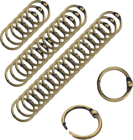 CooBigo 50 Pack Binder Ring, Metal Book Ring Paper Ring Holder 5/8-Inch Loose Leaf Binder Ring Clip for Index Card, Flash Card Ring, Card Calendar, Keychain Key Ring - Bronze in Kuwait