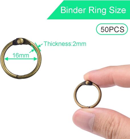 CooBigo 50 Pack Binder Ring, Metal Book Ring Paper Ring Holder 5/8-Inch Loose Leaf Binder Ring Clip for Index Card, Flash Card Ring, Card Calendar, Keychain Key Ring - Bronze in Kuwait