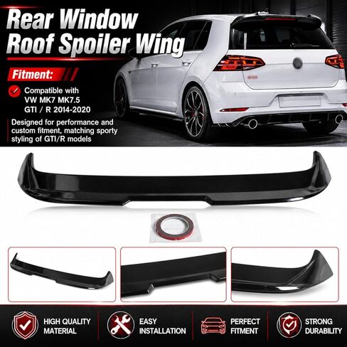 Glossy Black OS Style Rear Window Roof Spoiler Wing Visor ABS Compatible with VW MK7 MK7.5 GTI/R 2014-2020, No Drilling Vehicle Styling Part in Kuwait